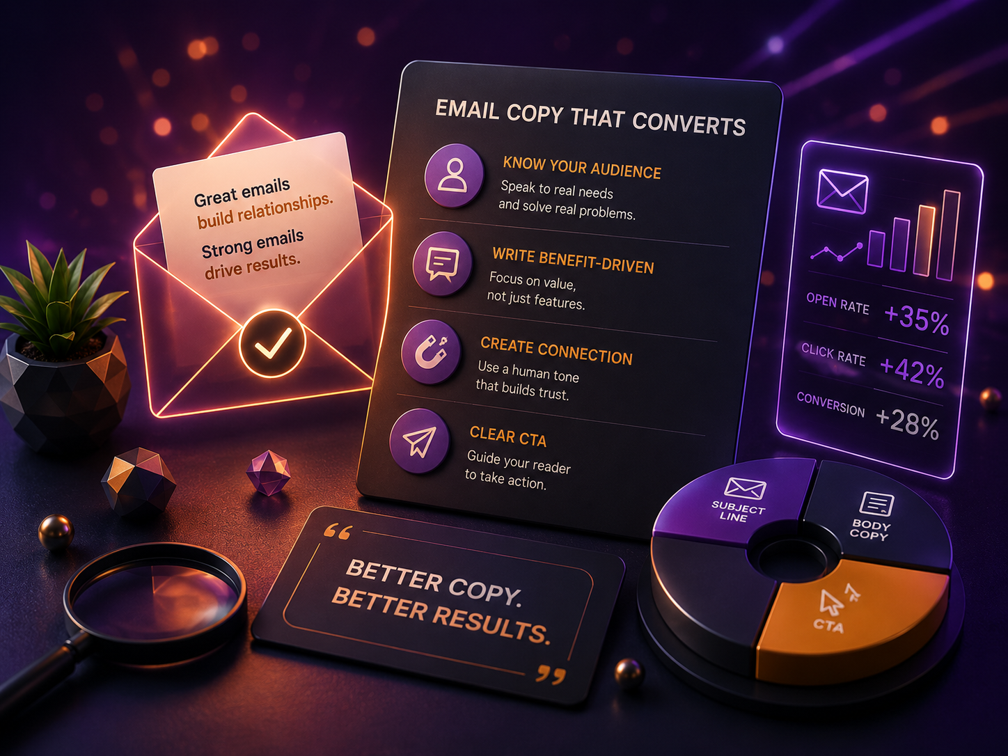 Email strategy system showing audience, subject line, value and clear call to action