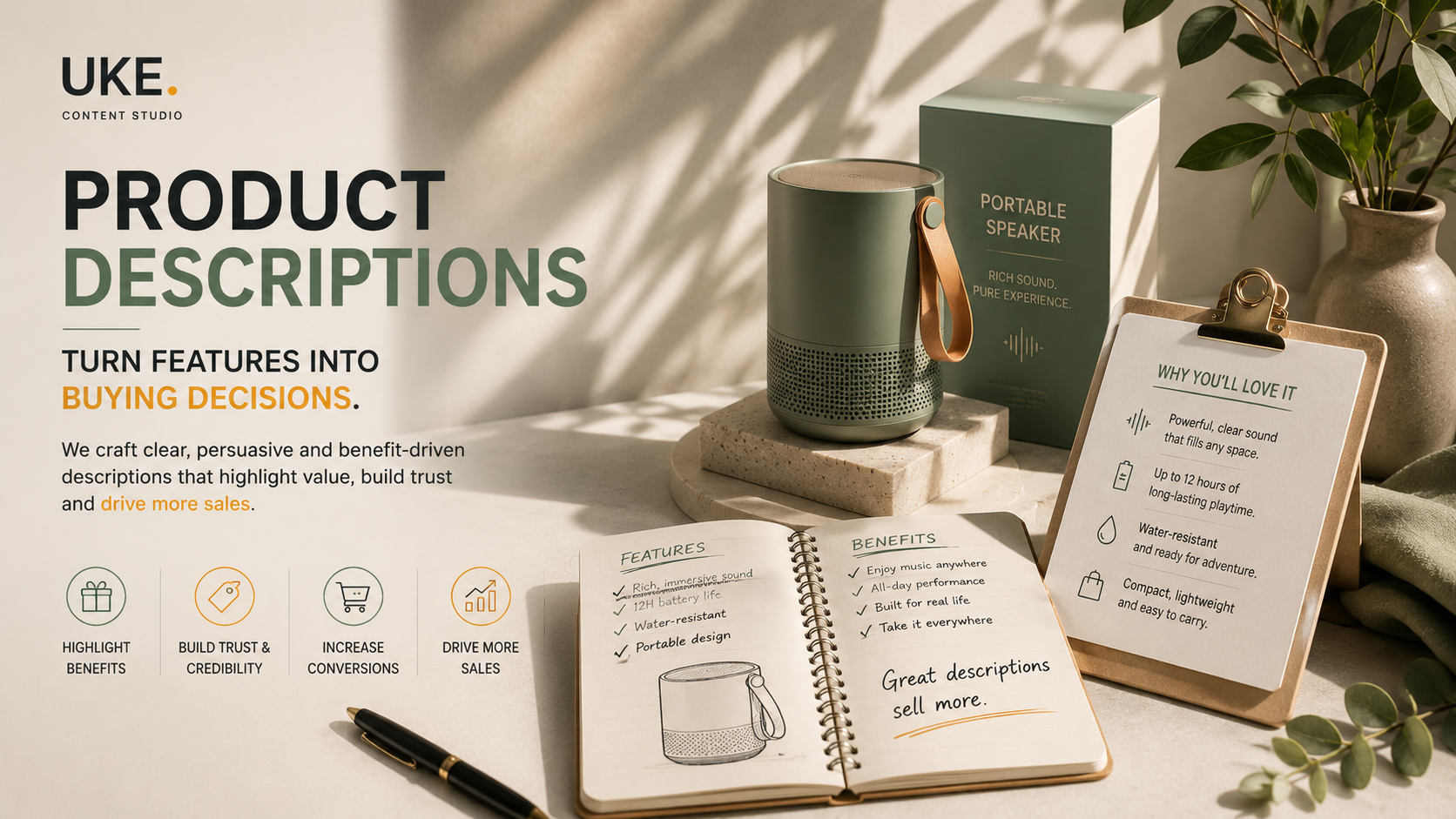 Premium product descriptions designed around customer benefits, trust and conversion