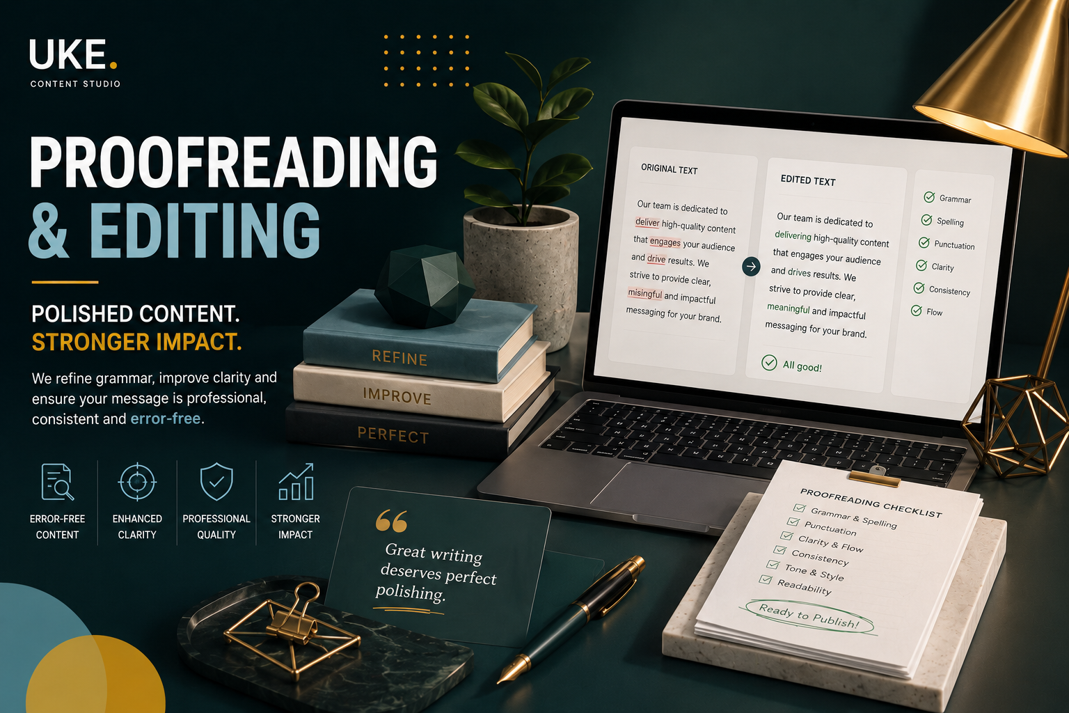 Professional proofreading and editing focused on clarity, accuracy and consistency
